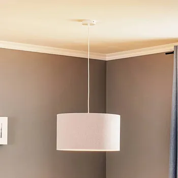 Duolla Závěsné světlo Bristol, vzor tkaný, šedé - Stříška - Ø 10 cm, výška 2,5 cm šedá, bílá matná 1 x 40 W - Doprava zdarma