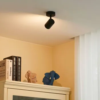 Lampička Stropní bodové svítidlo Lindby Jorell, černé, 13 cm, 1 světlo, GU10 - Reflektor - Ø 5,7 cm, výška 10 cm; stříška - Ø 8 cm, výška 2,5 cm pískově černá 1 x 10 W LED