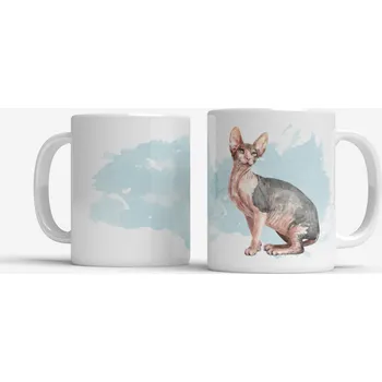 Hrnek s kočkou Sphynx - Červená