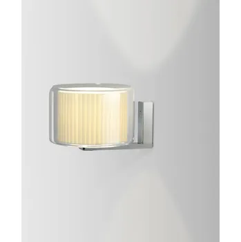 Lampička MARSET Mercer A nástěnné světlo ze skla a bavlny - nástěnný držák - výška 10,8 cm, šířka 3,6 cm, hloubka 2,5 cm přírodní bavlna, chrom 1 x 5 W LED - Doprava zdarma