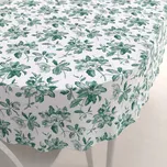 Teflonový oválný ubrus TF-091 Zelené květiny na bílém 100x160 cm