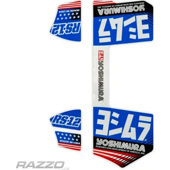 Výfuk pro motocykl Nálepka na výfuk Yoshimura RS-12 Sticker Kit Blue