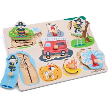 Dřevěná hračka Dřevěné vkládací puzzle - hasiči - 8 ks