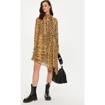 Dámské oblečení Sisley Košilové šaty 4YBMLV065 Hnědá Regular Fit 46