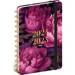 Notique spirálový 18měsíční diář Petito – fialové květy 2024/2025, 13 × 18 cm