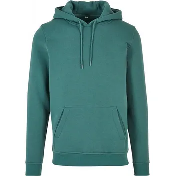 Pánská móda Teplá mikina Build Your Brand s kapucí a kapsama, 70% bavlna Barva: zelená listová matná, Velikost: S BY011
