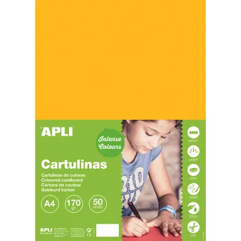 Karton Apli Apli, barevný papír, čtvrtka A4, 170g/m, 50 listů Barva: Zlatě žlutá