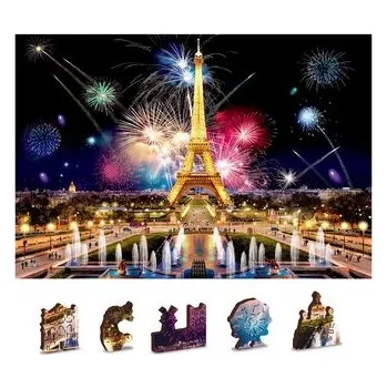 Dětské zboží WOODEN CITY Dřevěné puzzle Noční Paříž 2v1, 75 dílků EKO