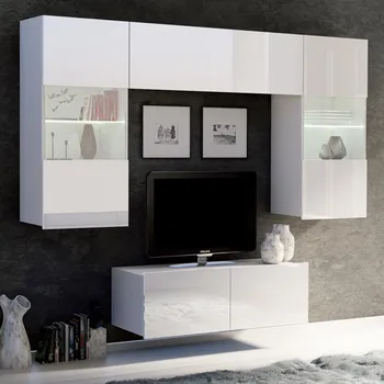 Obývací stěna Obývací stěna CALABRINI b | 195 cm | 4 díly L | bílá lesk