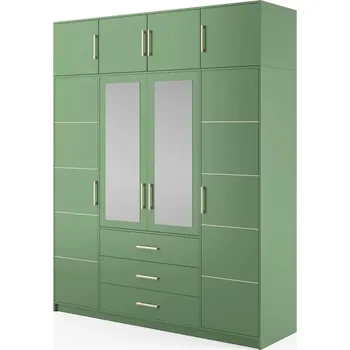Šatní skříň ArtStol Šatní skříň BALI 2 D4 s nástavcem | zelená
