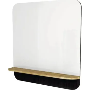 Zrcadlo Zrcadlo do koupelny Devo Gloria 2.0 s dřevěnou poličkou 86 x 86 cm černá matná GL2-LUPL86-2-F97D01