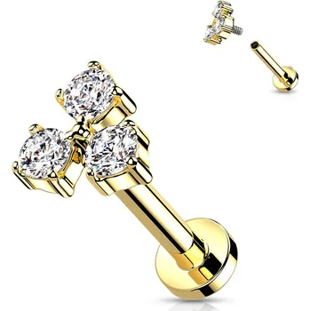 Piercing Šperky4U Zlacená labreta / cartilage piercing - LB0042GDC-1208