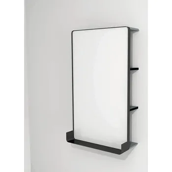 Zrcadlo LED zrcadlo do koupelny s osvětlením Devo Sonus 2.0 s poličkou 55,5 x 94 cm IP 44 fjordská zelená/černá SO2-LU55x94x27-F72