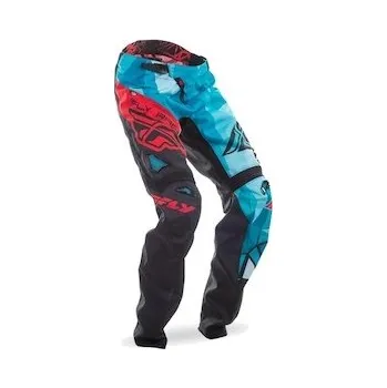 Moto kalhoty kalhoty cyklistické MTB, FLY RACING - USA (černá/modrozelená/červená, vel. 30)