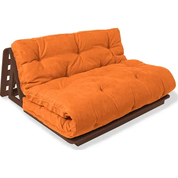 Pohovka Rozkládací futonová pohovka LAYTI 03 140 cm z masivu/oranžová