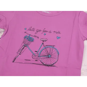 Dívčí tričko Tričko krátký rukáv Wolf S2412A fialkové s kolem s kamínky velikost oblečení - děti: 152