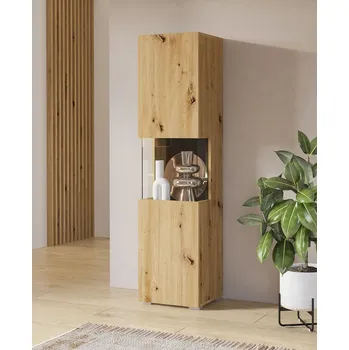 Obývací stěna Moderní vitrína Ava - dub artisan / černá