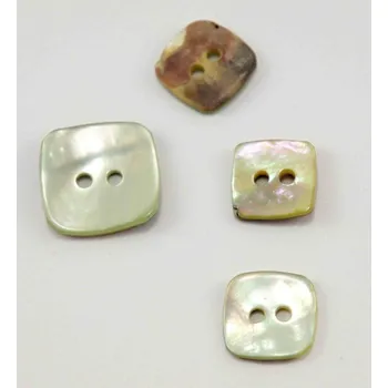 umělá květina Perleťový knoflík - světle zelený čtvereček - rozměr 1,3 cm x 1,3 cm