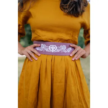 Opasek Světle fialový vyšívaný pásek Srdce Varianta: Pouze pásek