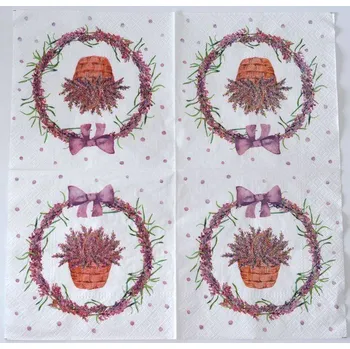 Ubrousek na decoupage - Květiny - Levandule v košíku