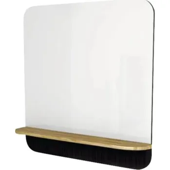 Koupelnový nábytek Zrcadlo do koupelny Devo Gloria 2.0 s dřevěnou poličkou 86 x 86 cm černá GL2-LUPL86-1-F97D01