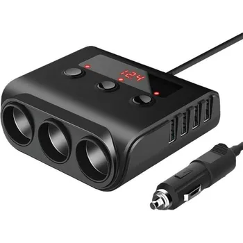 Elektrická zásuvka Rozbočovač autozásuvky 4xUSB