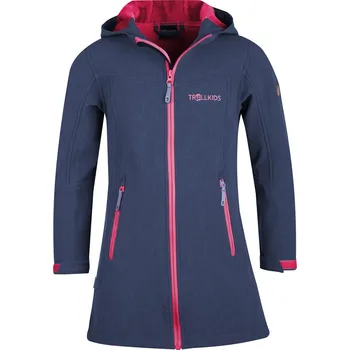 Dívčí bunda DÍVČÍ ZATEPLENÝ SOFTSHELLOVÝ KABÁT TROLLKIDS LILLESAND, NAVY / MAGENTA Velikost: 116