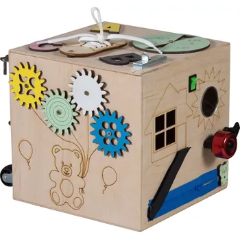 Activity board 3toysm Montessori dřevěná kostka velká