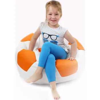 Sedací pytel Sedací vak fotbalový míč malý bílo-oranžový EMI