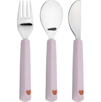 Dětské zboží LÄSSIG Cutlery with Silicone Handle 3pcs Happy Rascals Heart Lavender