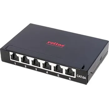 Patch panel ROLINE Patchpanel mini, kat. 6a STP, 0,5U, 6 portů, černý