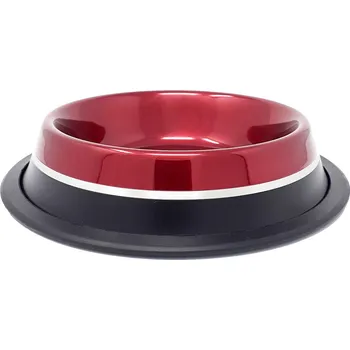 Miska pro psa PROFIZOO Miska nerezová protiskluzová 520 ml Červená/Černá (šedý proužek)