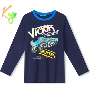 Chlapecké triko - KUGO MC3791, tmavě modrá Barva: Modrá tmavě, Velikost: 134