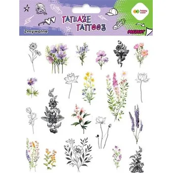 Set školních potřeb Tatuaże zmywalne Flowers HAPPY COLOR