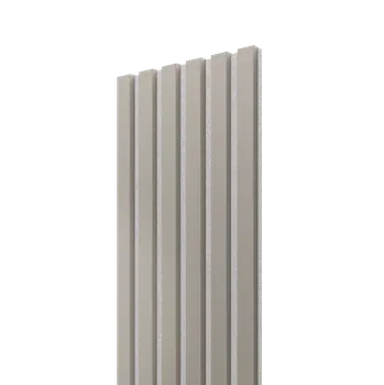 Obklad Lamele 3D VZOREK - Akustický panel - PÍSKOVĚ BÉŽOVÁ, MDF + FOLIE FINISH, ŠEDÝ akustický podklad FILC - ROZMĚR VZORKU: 200 x 100 mm