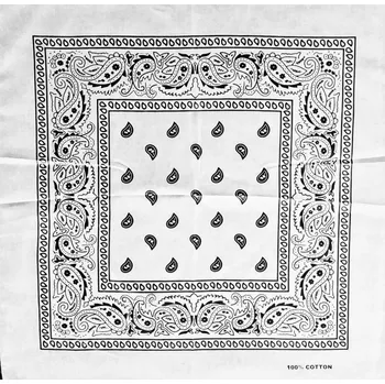 Šátek šátek bandana paisley, bílo černá