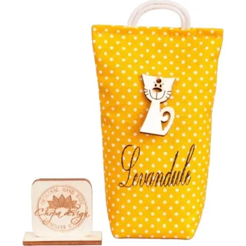 Osvěžovač vzduchu Vonný pytlík - Levandule - kočka, žlutá, CHRPA KRNOV