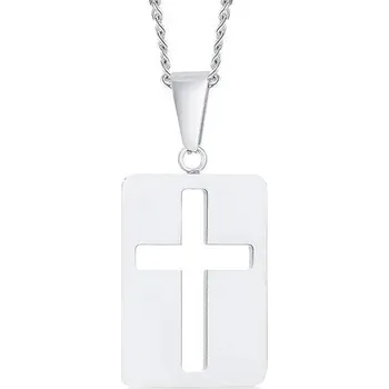 Přívěsek Přívěskynakrk.cz Ocelový náhrdelník destička KŘÍŽ