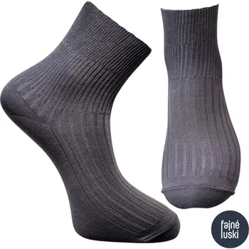 Pánské ponožky Ponožky 100% bavlna ČESKÁ VÝROBA jemný lem žebrované 42-43 tmavě šedá