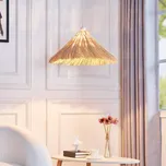 Závěsné svítidlo Lindby Borys, Ø 55 cm, mořská tráva, E27 - Stříška - Ø 12 cm, výška 2,5 cm; výška stínidla 30 cm světlé dřevo 1 x 15 W LED - Doprava zdarma