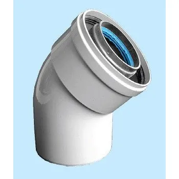 Kouřovod Koleno DN80/125, 45°, bílá - Al-koncentrické
