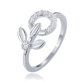 Souprava šperků MINET Elegantní stříbrný prsten kytička s bílými zirkony vel. 57 JMAS0248SR57