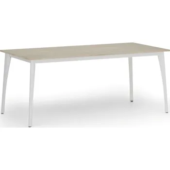 Psací stůl B2B Partner Jednací kancelářský stůl PRIMO OMEGA, 180x90 cm, bílá podnož, dub přírodní