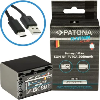 PATONA baterie pro foto Sony NP-FV70A 2060mAh Li-Ion Platinum USB-C nabíjení