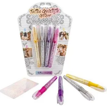 Tetovací pera s glitry 4 ks