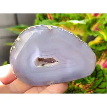 Přírodní kámen Geoda achát šedý s dutinkou Brazílie 218g