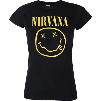 Dámské oblečení Tričko metal dámské Nirvana - Yellow Happy Face - ROCK OFF - NIRVTS04LB - L