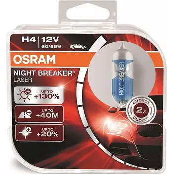 Povinná bezpečnostní výbava Autožárovky Osram Night Breaker Laser H4 12V 60/55W P43t - plastový box 2ks
