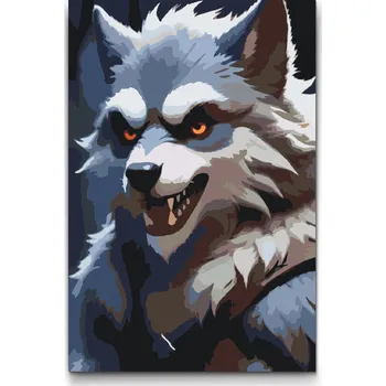 Malování podle čísel - Vlkodlak Velikost: 20x30cm, Rámování: Pouze srolované plátno
