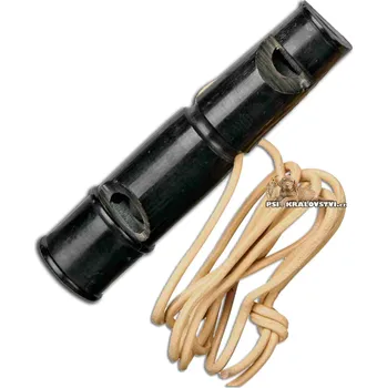 Pomůcka pro výcvik zvířete Trixie Píšťalka dvoutónová z buvolího rohu + řemínek zdarma Buffalo 9cm